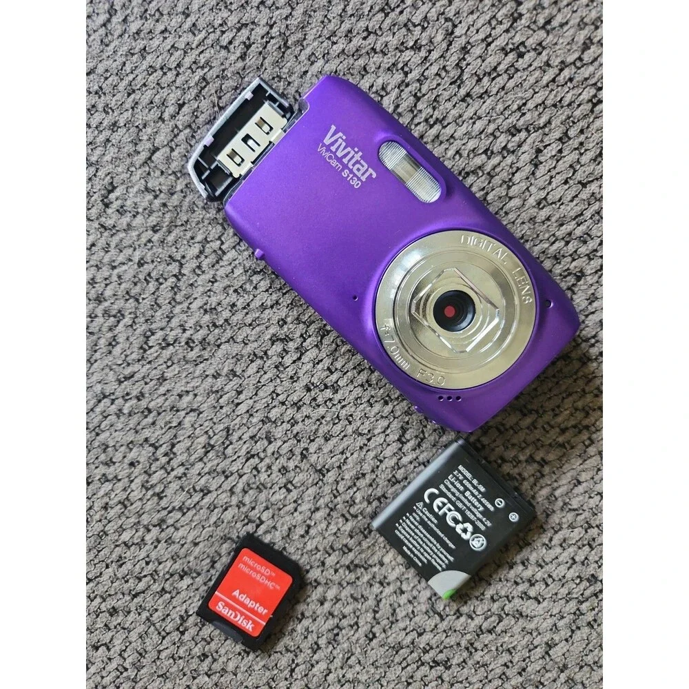 Vivitar Vivicam F332 Purple Digital Camera 4x Zoom TESTED with SD card.